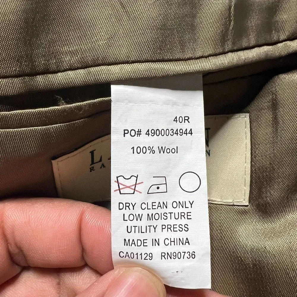 Ralph Lauren Mens Brown Trim Fit Sports Coat Wool Jacket Lined Size 40R